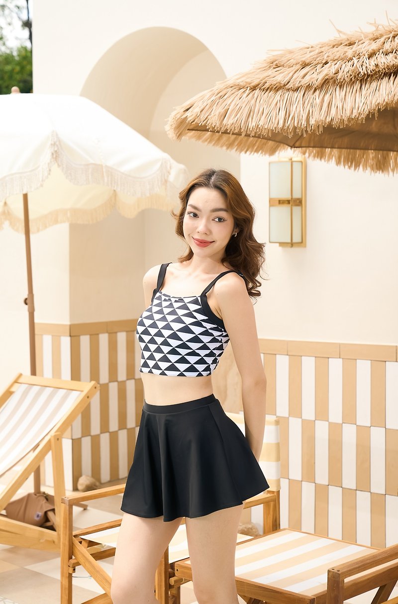 A day at the beach (b&w) two pieces swimsuit - Women's Swimwear - Other Materials Black