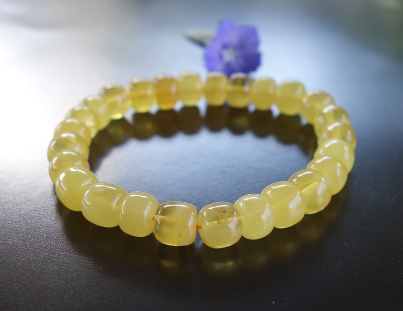 Natural Baltic Sea Wax 9.05g bracelet non-second generation amber 9mm with certificate Amber - Bracelets - Semi-Precious Stones Yellow