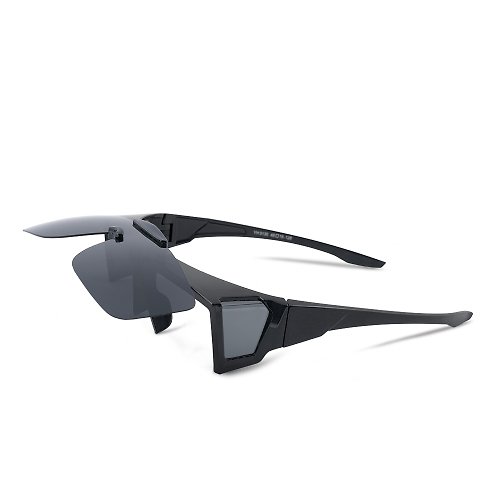 ALEGANT 時尚墨鏡│濾藍光眼鏡 多功能可掀月影黑偏光墨鏡│掀蓋全罩外掛式UV400太陽眼鏡│套鏡