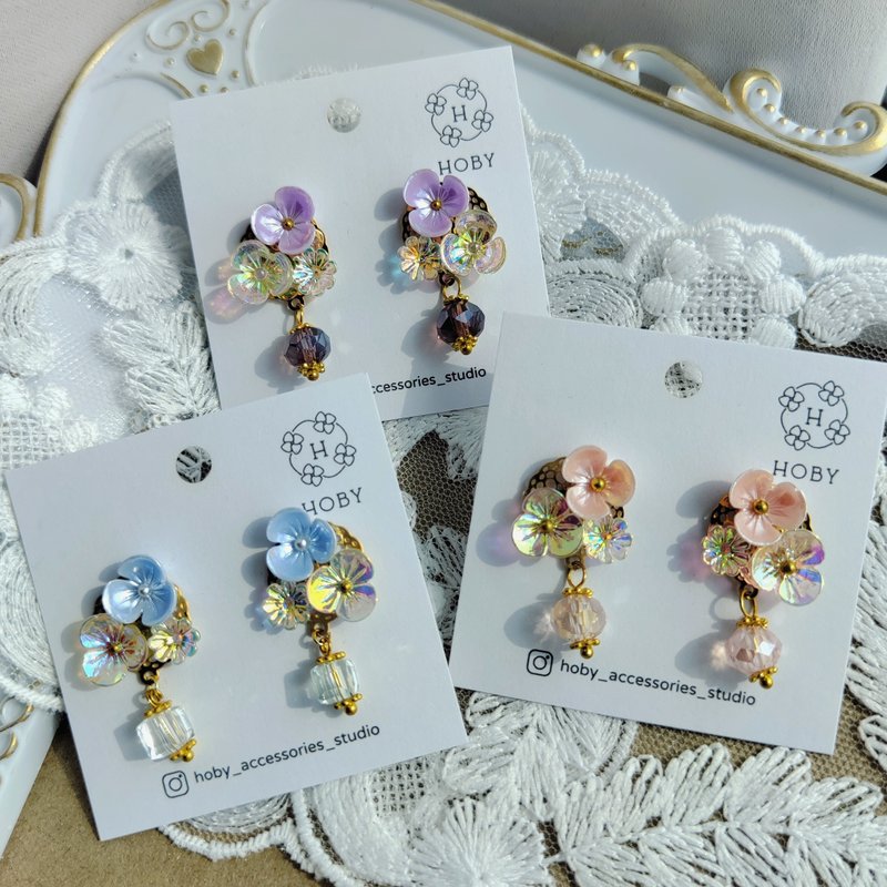 水晶花瓶耳環 crystal vase earrings - 耳環/耳夾/耳骨夾 - 不鏽鋼 