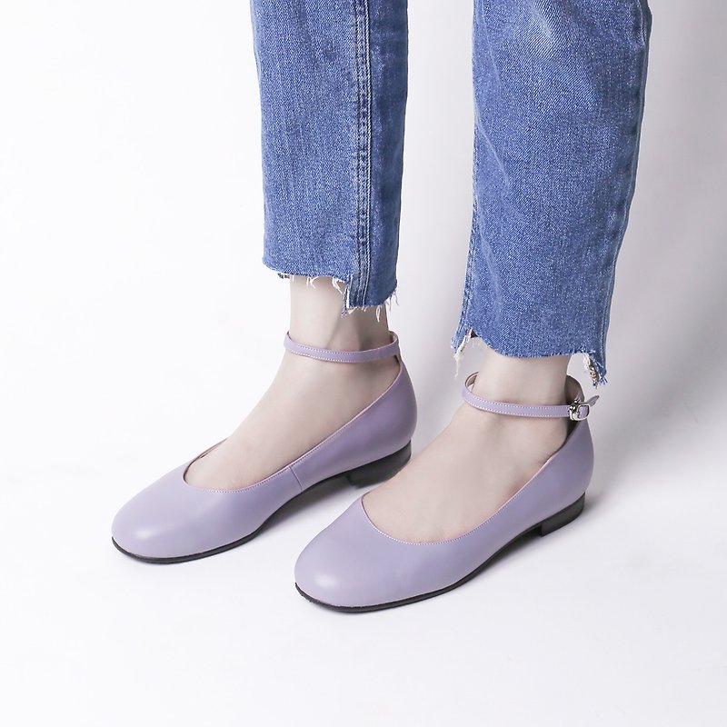 Perfect cut! Rattan-elegant round neck ankle flat shoes full leather MIT - Mary Jane Shoes & Ballet Shoes - Genuine Leather Purple