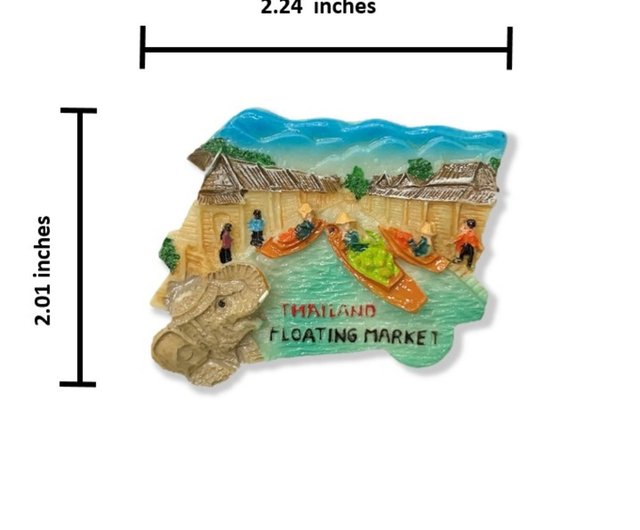 タイの水上マーケットグリーン冷蔵庫 装飾マグネット + タイ象の腕章