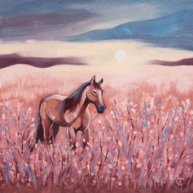 马画风景原始艺术动物艺术品农场墙装饰动物画. - 海報/掛畫/掛布 - 其他材質 粉紅色