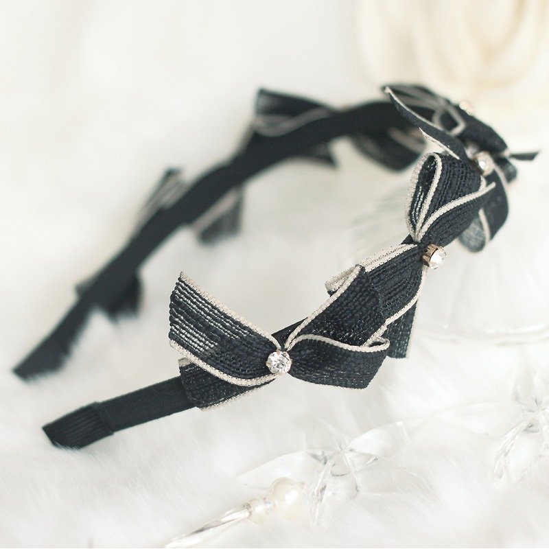 Cruise Style Linen Ribbon Headband - เครื่องประดับผม - วัสดุอื่นๆ สีดำ