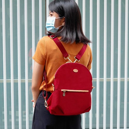 OMC 造型百搭三用包側背包後背包-紅色