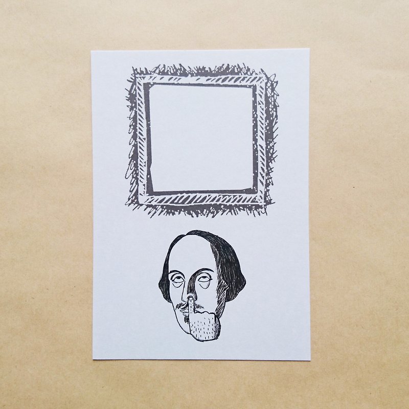 【莎士比亞先生毫不在乎】搞笑明信片 - 心意卡/卡片 - 紙 灰色