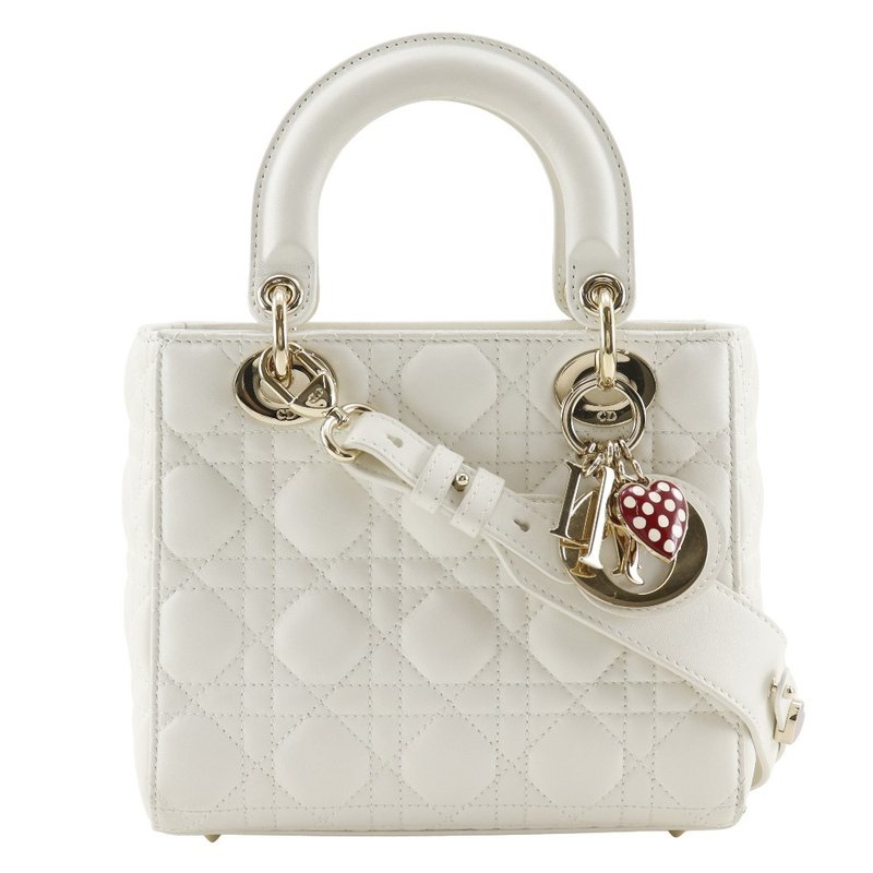 【日本直送】クリスチャンディオール Dior レディディオール スモール M0538ONGE 2WAYハンドバッグ カナージュ レザー 白 レディース【中古】 - 手提包/手提袋 - 真皮 白色