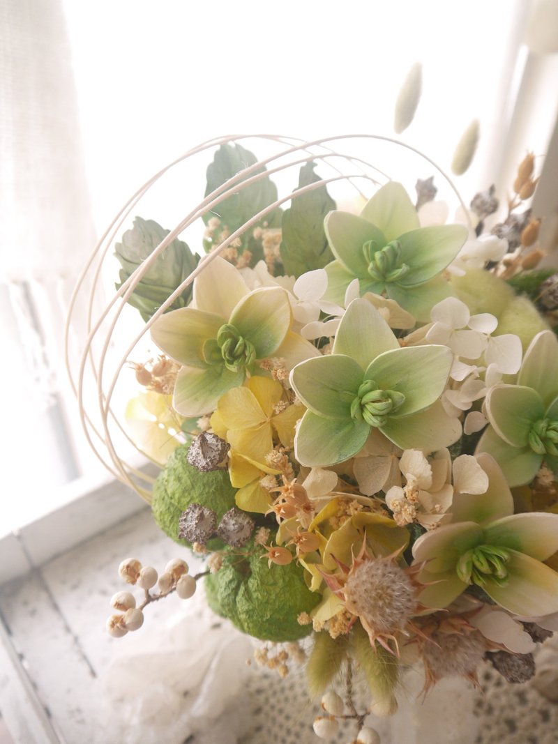 夏末.寧靜綠色系索拉花.乾燥花.手工花器.生日.開幕最佳首選. - 乾燥花/永生花 - 植物．花 綠色