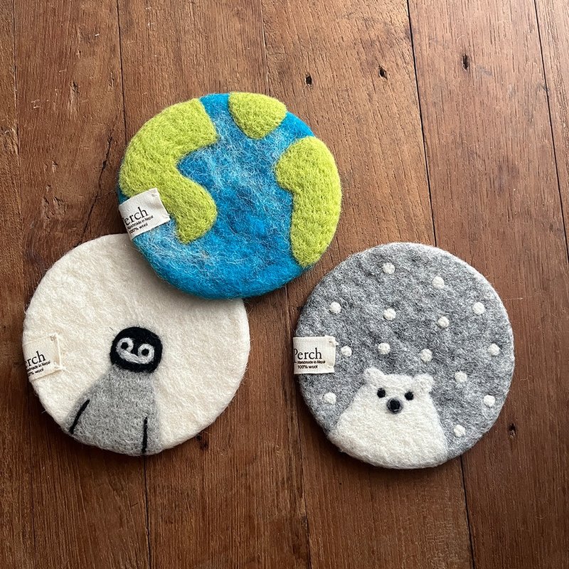 100% Wool Polar Series Coasters_Fair Trade - ที่รองแก้ว - ขนแกะ สีกากี