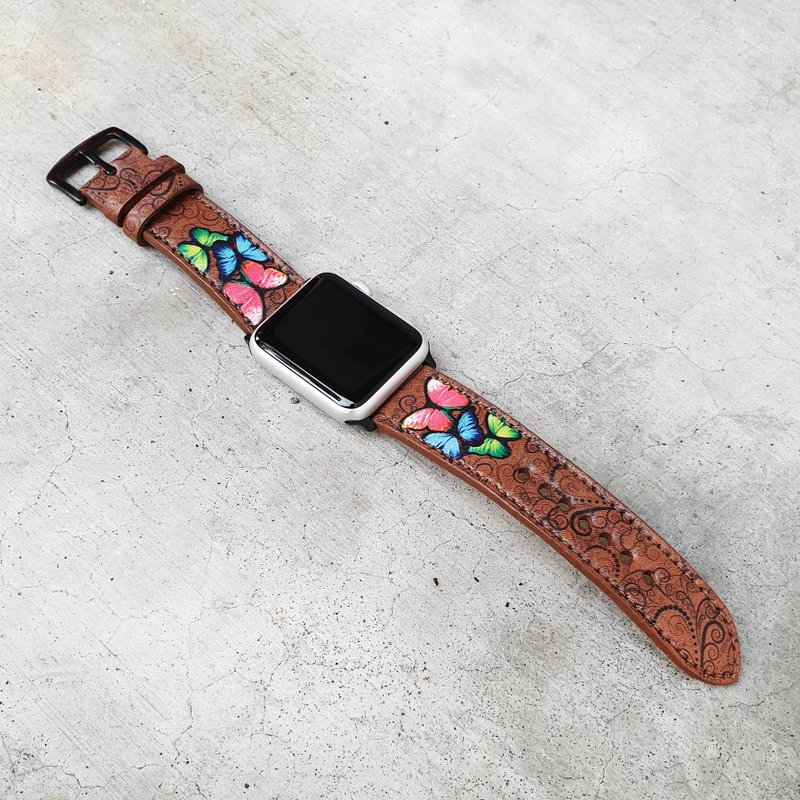 Apple Watch錶帶炫彩花紋 - 錶帶 - 真皮 多色