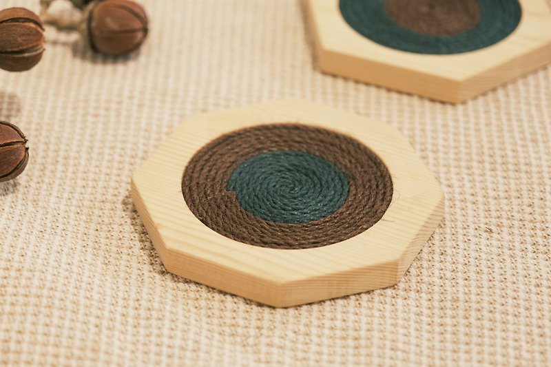 [Thread-wound wooden coaster] Parent-child handicraft/Free design/Exchange gifts/Cultural coins available - Woodworking / Bamboo Craft  - Wood 