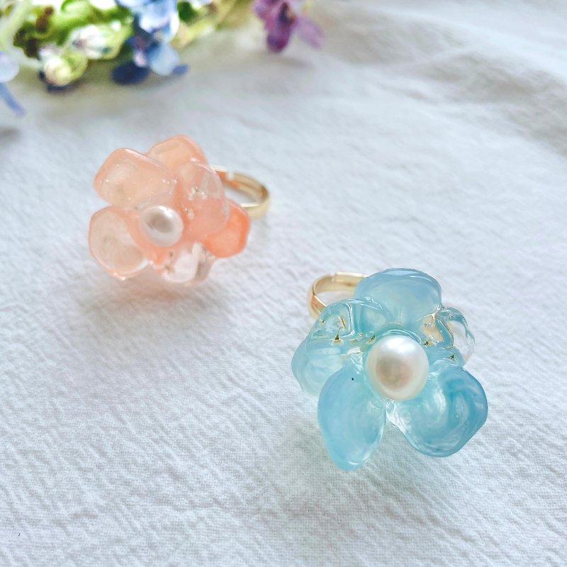 Small flower ring hair clip UV jewelry - General Rings - Resin Multicolor