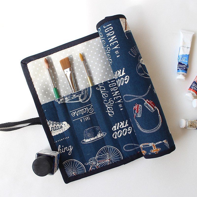 Small fresh daily painting bag / pencil bag tool storage bag piping 巻 ス ス ス watercolor cookware - Pencil Cases - Cotton & Hemp 