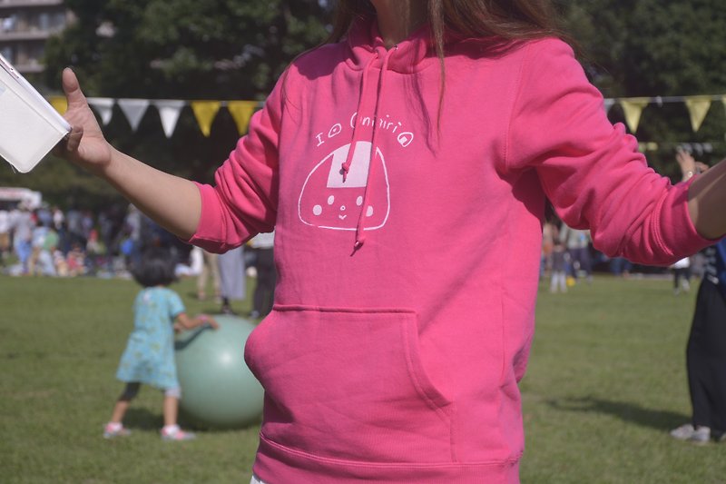 Onigiri hoodie onigirilove ver. - Unisex Hoodies & T-Shirts - Cotton & Hemp Pink