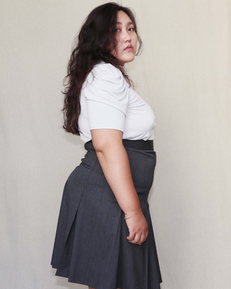 南瓜Vintage。AIGNER 灰色 高腰 百褶裙 大尺碼 - 裙子/長裙 - 羊毛 灰色