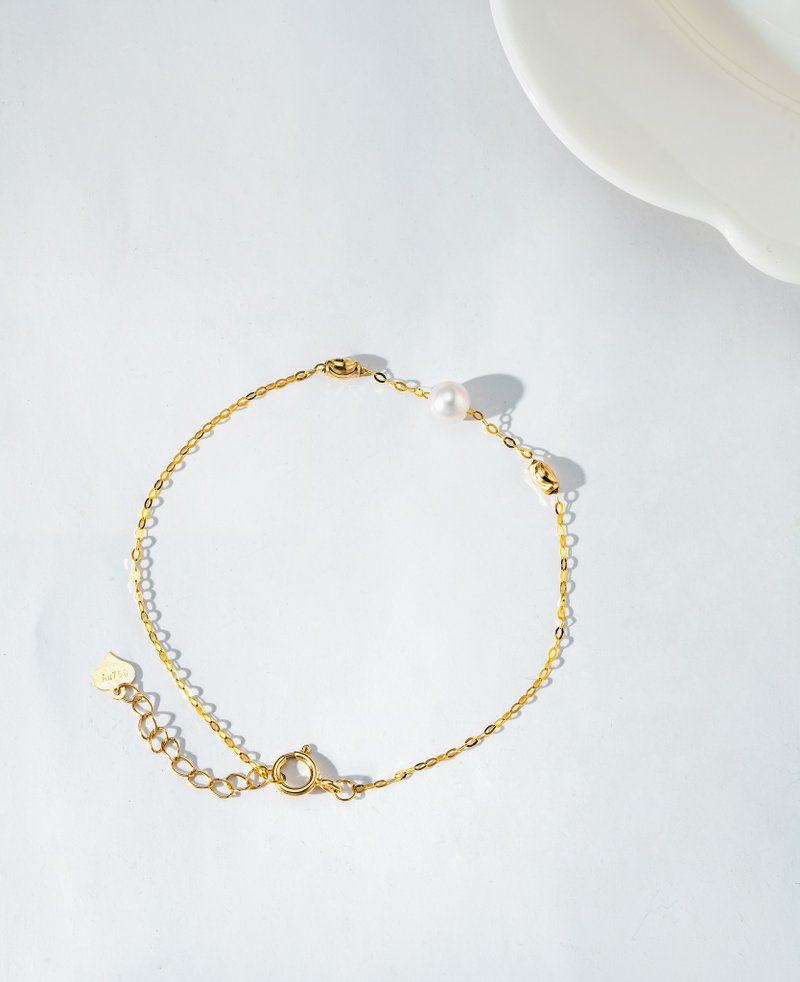 Akoya 小金球 18K金 手鏈 - 手鍊/手環 - 珍珠 金色