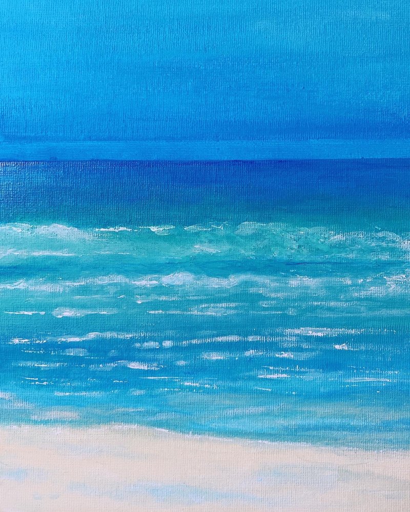 acrylic painting calm sea - ของวางตกแต่ง - อะคริลิค สีน้ำเงิน