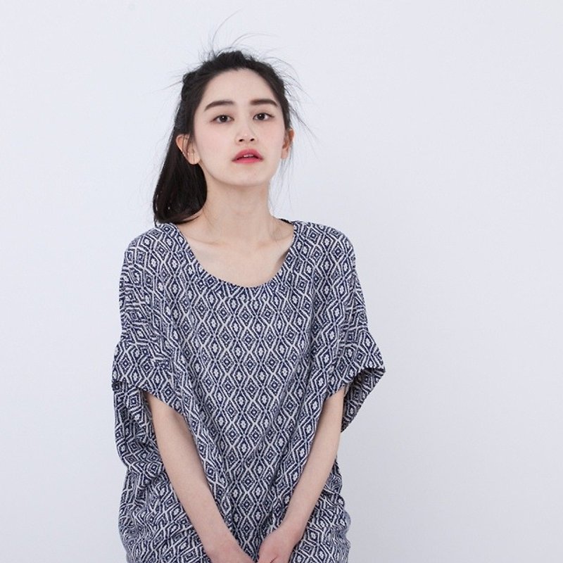 Jane simple double crease top / blue plaid - トップス - コットン・麻 ブルー