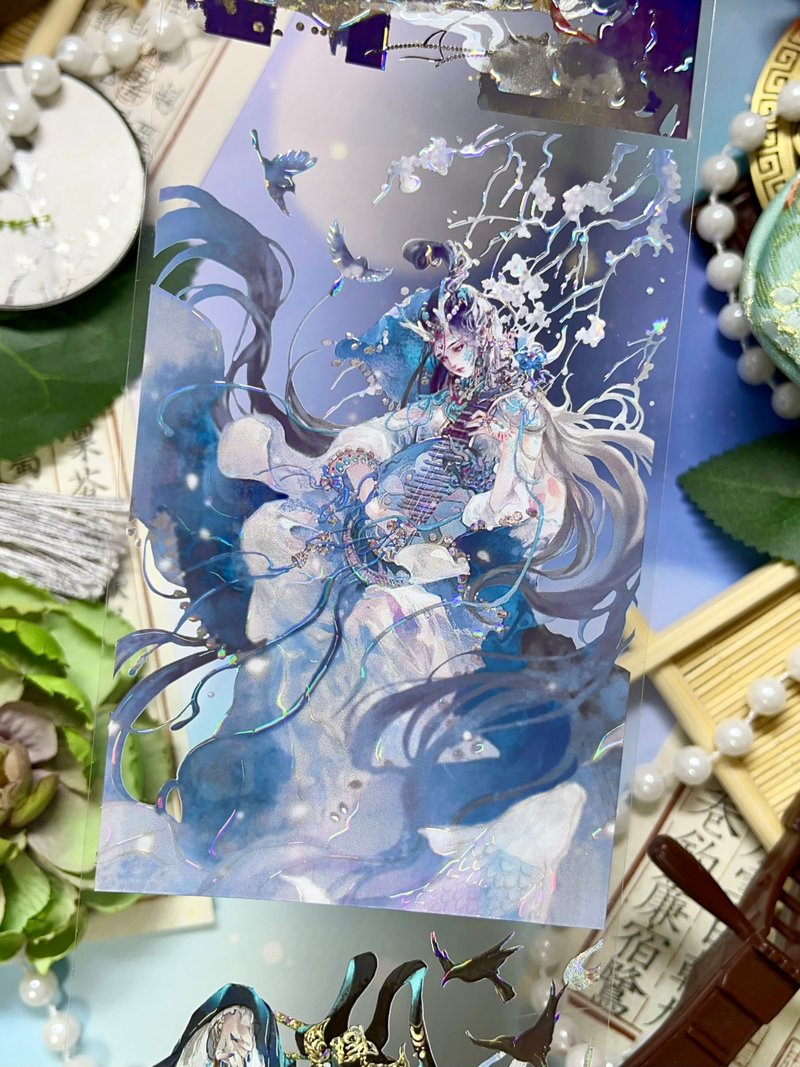 3203 仙靈雅集1 PET 紙膠帶 貝殼光 10米卷 - 紙膠帶/和紙/PET - 其他材質 