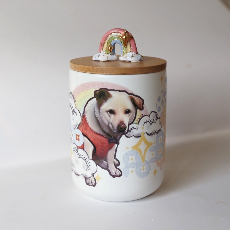 Custom basic pet on porcelain Ashes jar urn ,  dog, cat, bunny - Other - Porcelain Multicolor