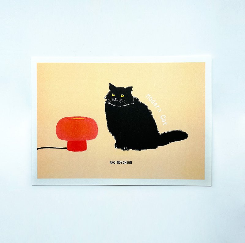 【CINDY CHIEN】Modern black cat A4 poster - การ์ด/โปสการ์ด - กระดาษ 