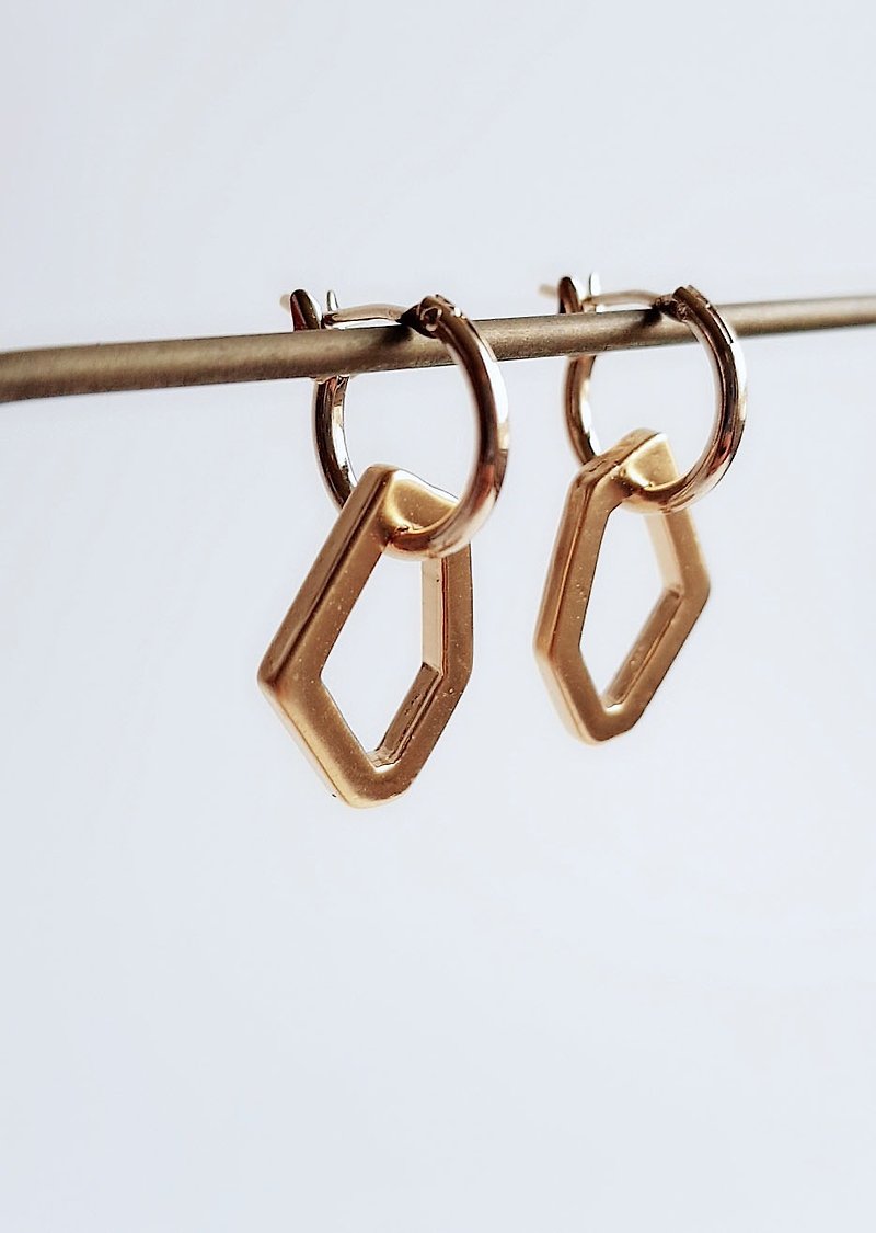 手作 菱菱 黃銅 • 耳環 - 耳環/耳夾 - 銅/黃銅 金色