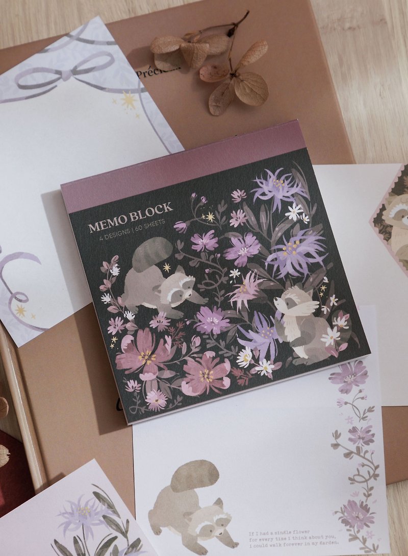 Illustration Notebook - Flowers - กระดาษโน้ต - กระดาษ สีม่วง