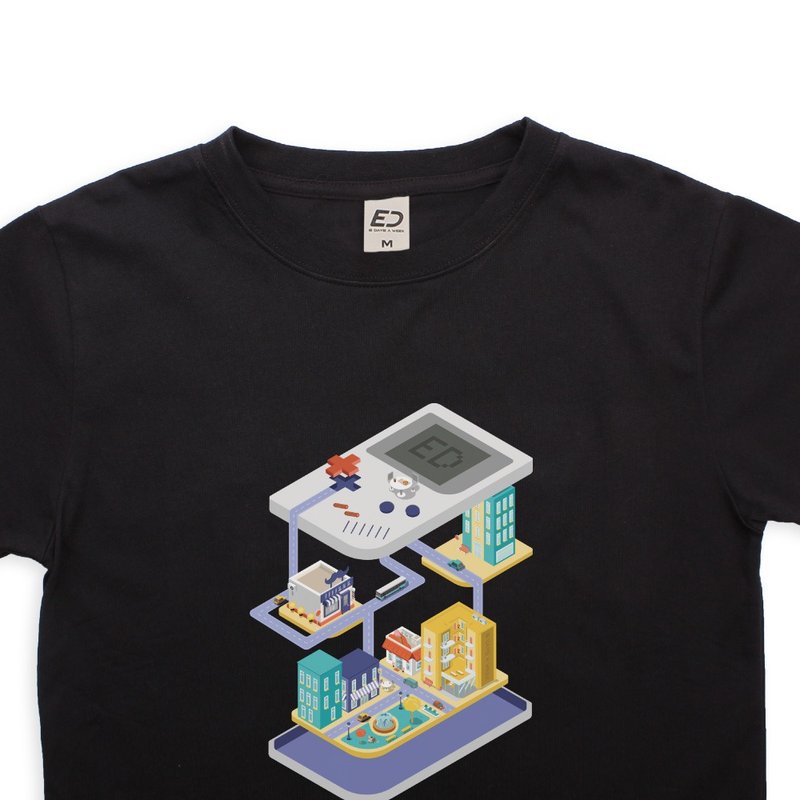 Order-[Taiwan Nostalgia] Gameboy City Short T/Men's T-shirt/Women's Top/T-Shirt - Men's T-Shirts & Tops - Cotton & Hemp Black