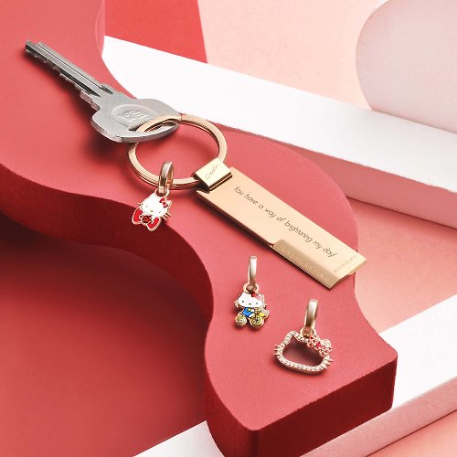 Crudo Leather Craft Hello Kitty特別版 客製化刻字 鋼製吊牌鑰匙圈 (2色)