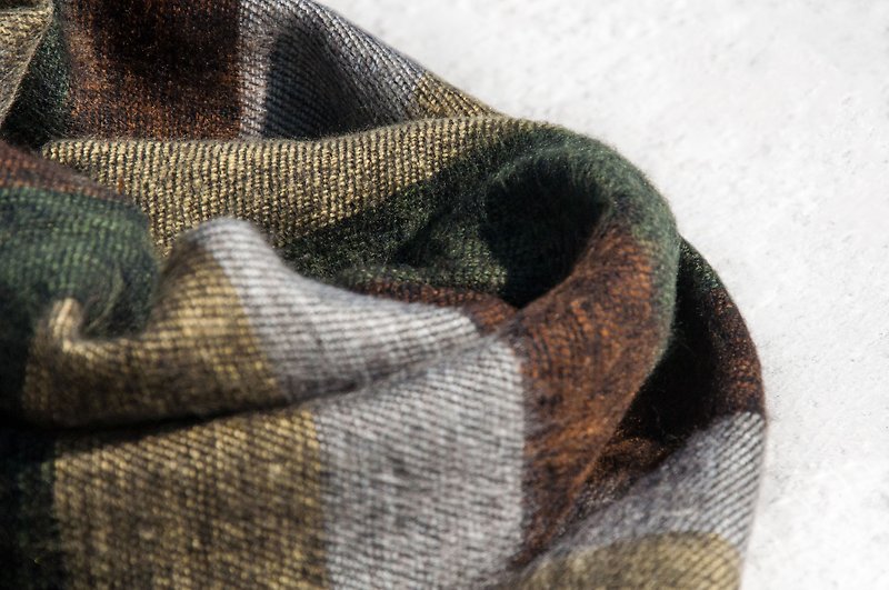 Christmas gift wool shawl / boho knitted scarf / knitted shawl / blanket / pure wool scarf - grassland - ผ้าพันคอ - ขนแกะ หลากหลายสี