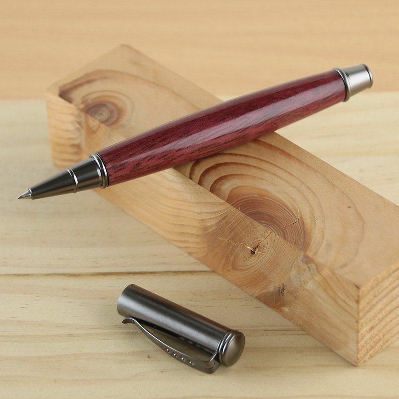 Customized-Germany SCHMIDT pull-out wood ballpoint pen/purple heart wood - Rollerball Pens - Wood Purple