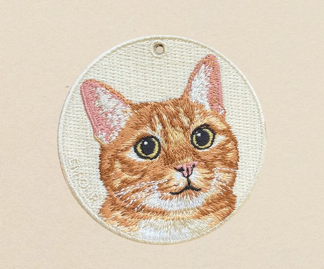 猫 刺繍 両面対称 - 置物