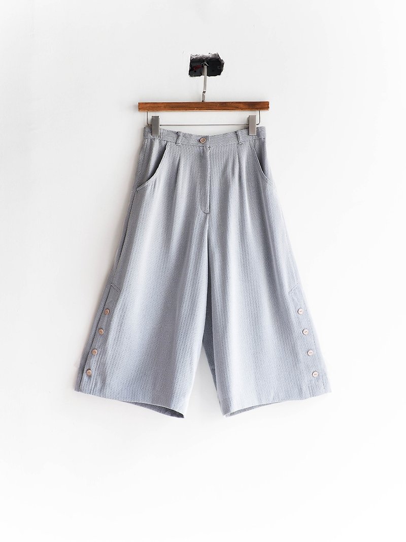 River Hill - Fukui fine gray woven rattan antique silk wide pants vintage pants vintage - กางเกงขายาว - ผ้าไหม สีเทา