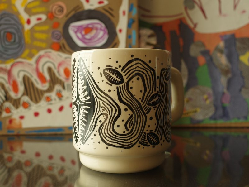 原創手繪馬克杯 限量陶瓷杯 創意咖啡杯 牛奶杯 食蟲植物主題 - 咖啡杯/馬克杯 - 瓷 黑色