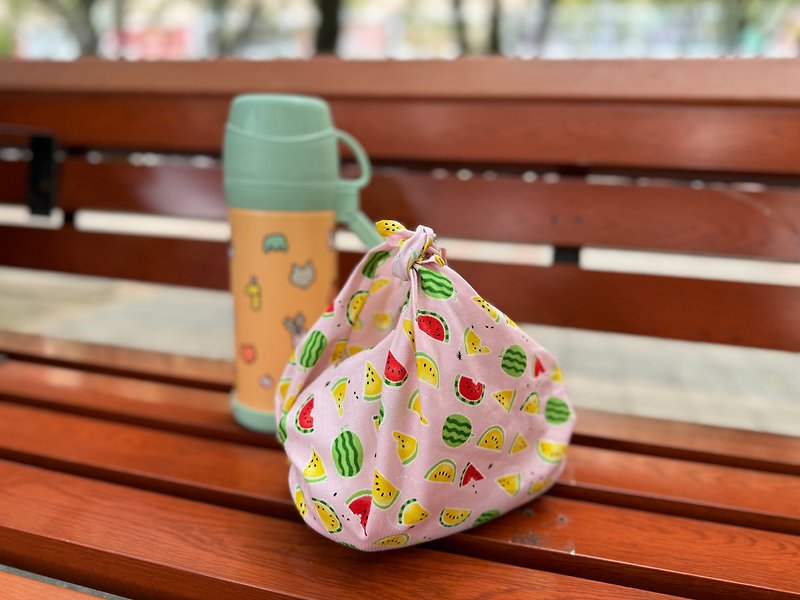 [Only 1 piece left] Summer Watermelon Furoshiki Furoshiki Eco-friendly Bag - Handbags & Totes - Cotton & Hemp 