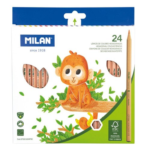 MILAN 西班牙百年經典文具 MILAN經典原木六角色鉛筆 24色
