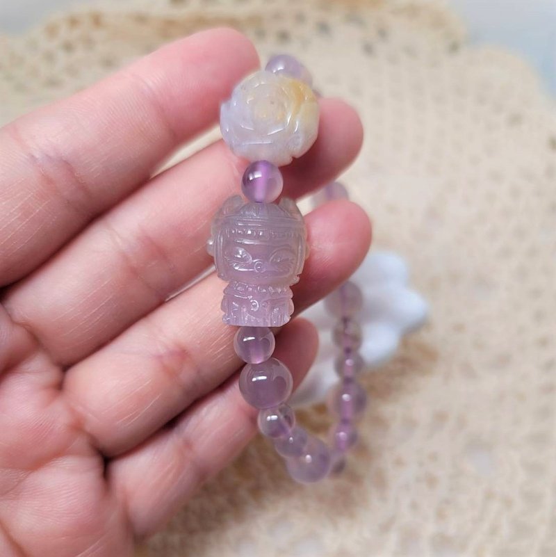 Carved Bastet Goddess Coral Jade Purple Ice Design Model - Bracelets - Jade 