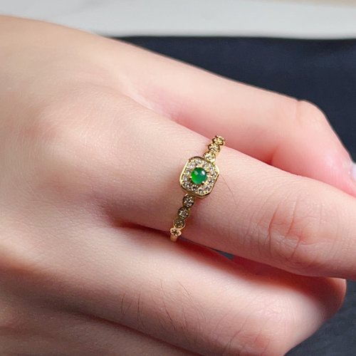 瓔珞珠寶盒 E.L.Jewelry Box 冰種陽綠翡翠蛋面戒指 925純銀 | 天然緬甸玉A貨翡翠 | 送禮