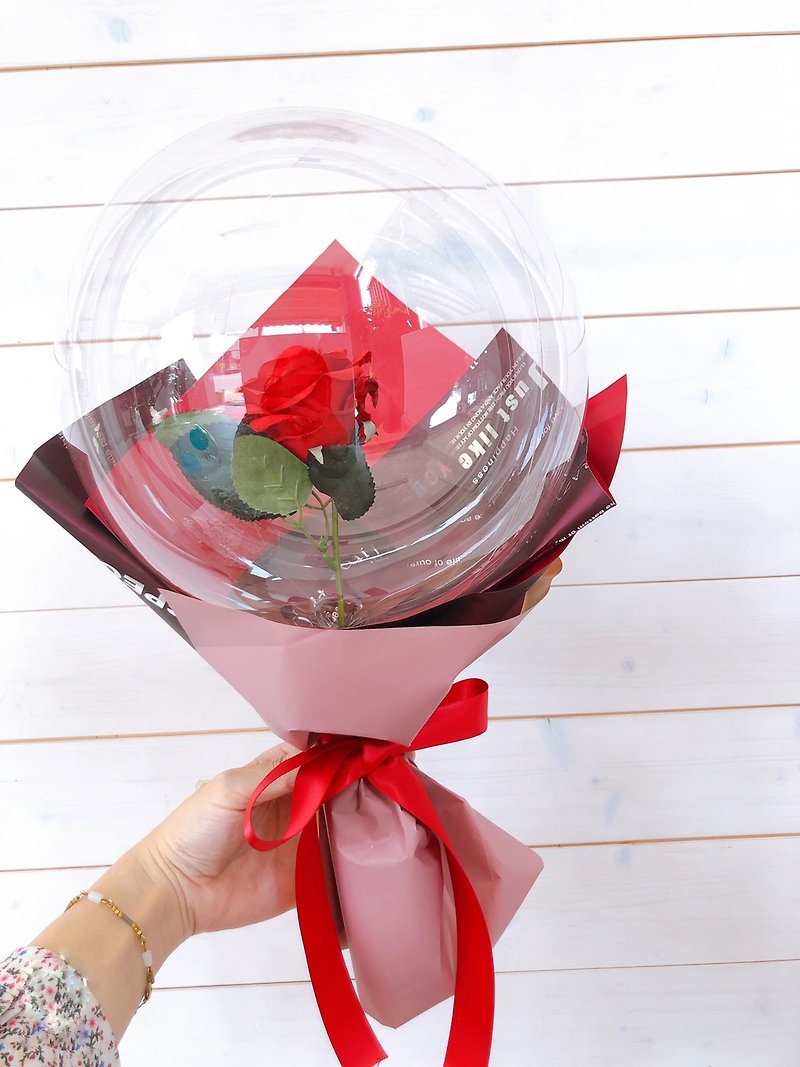 韓式迷你氣球花束 經典浪漫紅玫瑰/情人節禮物/開幕禮/畢業禮物 - 其他 - 其他材質 紅色