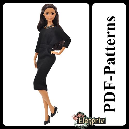 Elenpriv PDF Pattern Dress-bat for 11 1/2 Poppy Parker Pivotal Repro Curvy MTM barbie FR2
