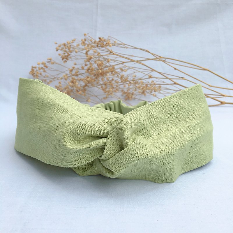 Light Matcha Green-Plain Cross Headband | Haibo Handmade - Headbands - Cotton & Hemp Green