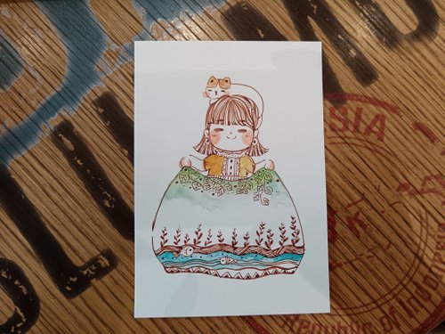 琪琪心靈插畫工作室 自然之悅鋼筆淡彩原畫