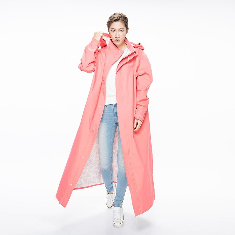【MORR】Dimensional front-open raincoat - Sweet Peach - Umbrellas & Rain Gear - Polyester Pink