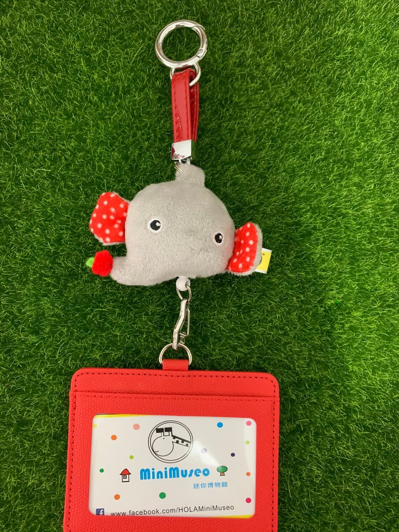 MiniMuseo Mini Museum Gray Bubble Elephant Hanging Buckle Retractable ID Set Ticket Card Holder - ID & Badge Holders - Cotton & Hemp Gray