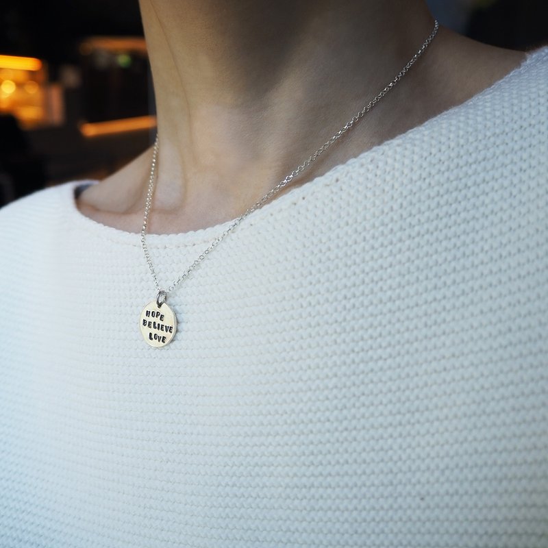 brave necklace_勇敢項鍊 925銀 限量 交換禮物 畢業禮物 客製 - 項鍊 - 銀 透明