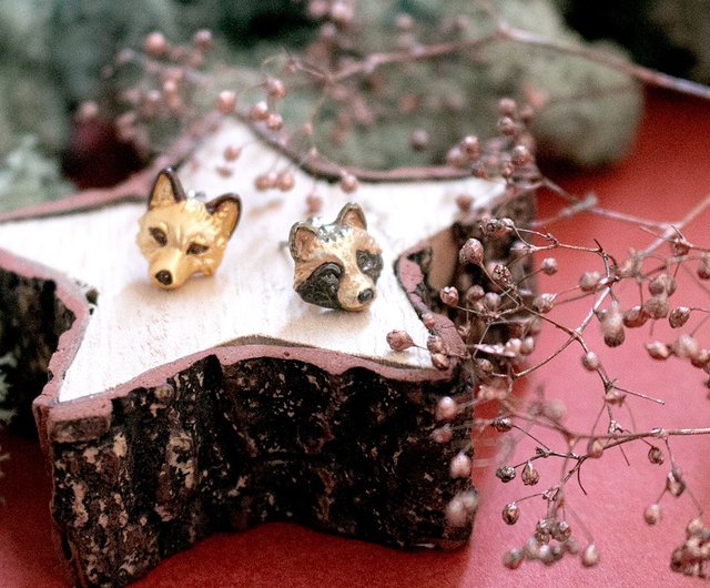 racoon earrings