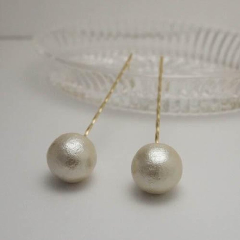 twist cotton pearl earrings (L) [FP218] - Earrings & Clip-ons - Other Metals Gold