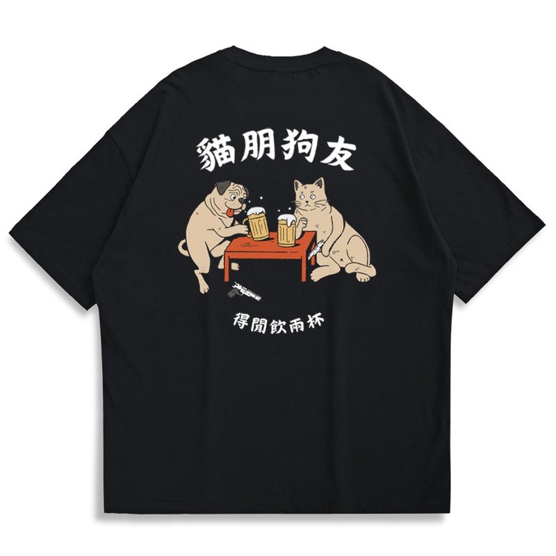 【CREEPS-STORE】Beer Bros Oversized Printed T-shirt - เสื้อยืดผู้ชาย - ผ้าฝ้าย/ผ้าลินิน หลากหลายสี