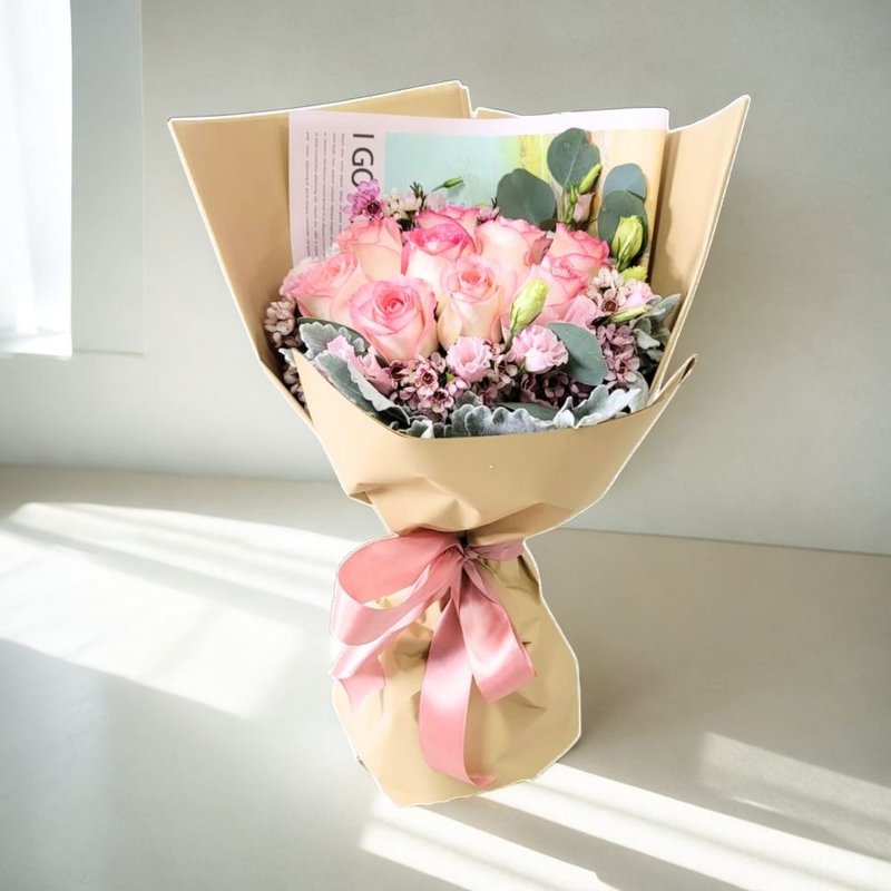 Flower Bouquet (11 Pink Roses, Platycodon, Wintersweet & Ohters) GF00256 - Plants - Plants & Flowers 