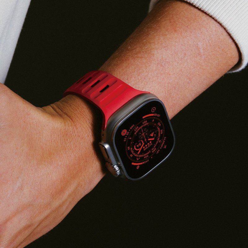 【美國NOMAD】Apple Watch專用運動風FKM橡膠錶帶-49/45/44/42mm - 錶帶 - 橡膠 紅色